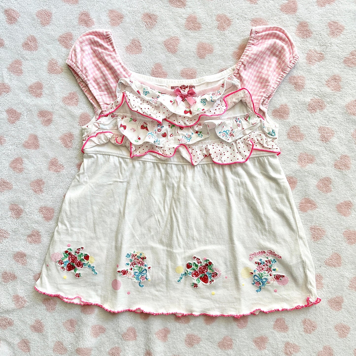 mezzo piano strawberry ruffle gingham tank ☆🍓