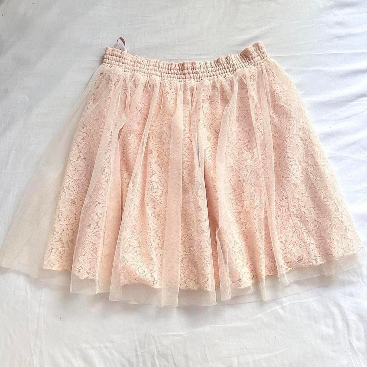 japanese pink floral lace ballerina style skirt ♡