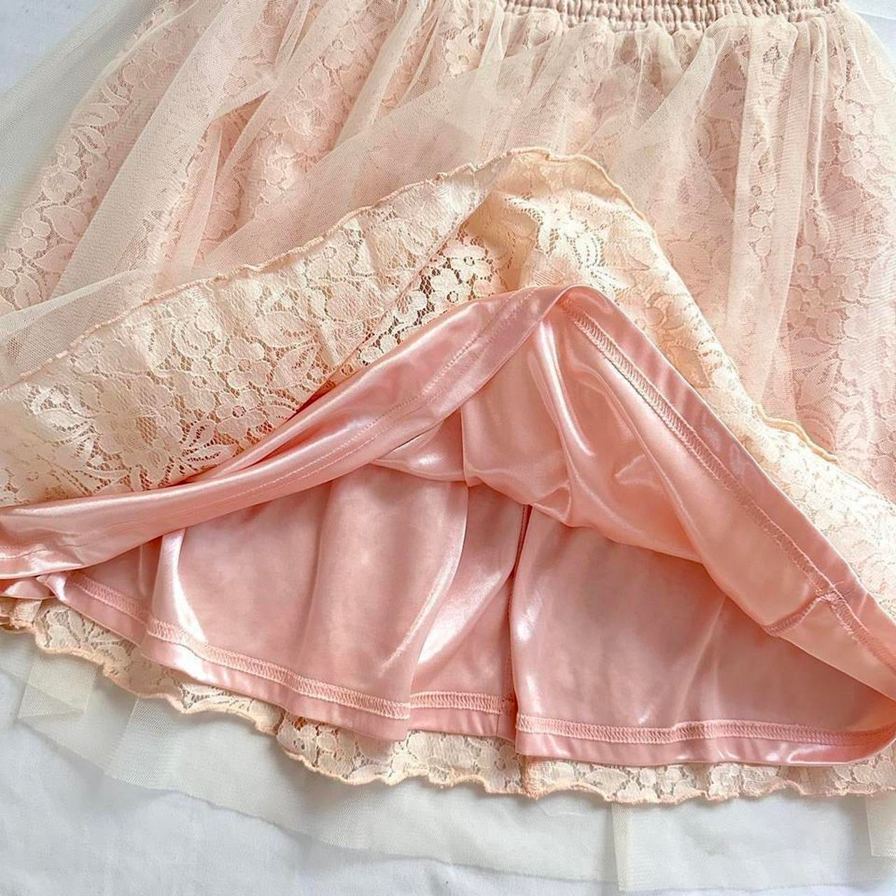 japanese pink floral lace ballerina style skirt ♡