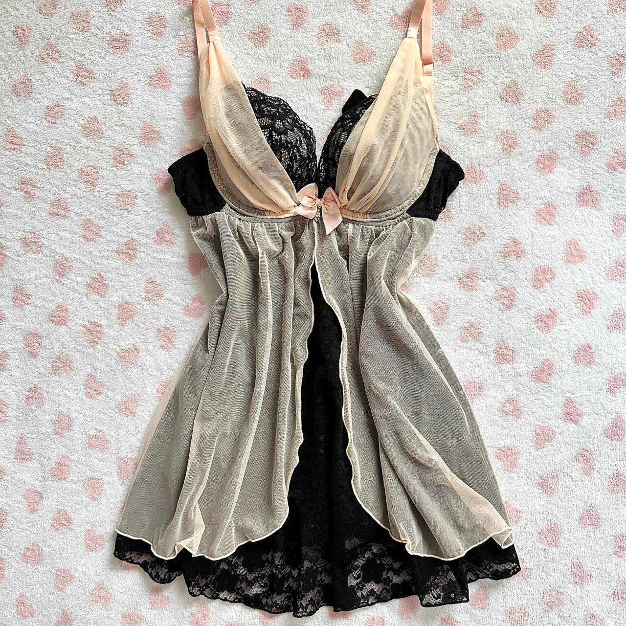 japanese pink & black lace babydoll lingerie camisole ⋆ ˚。⋆୨୧˚