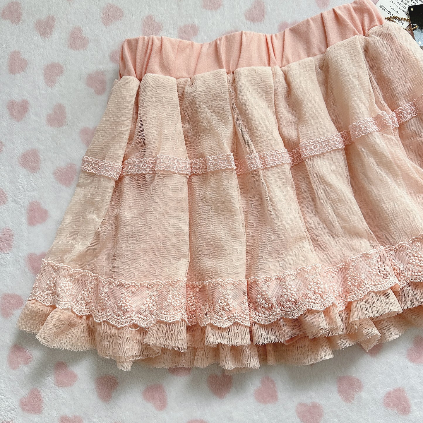 salmon pink tulle lace ruffle skirt 🍓⋆ ˚。⋆୨୧˚