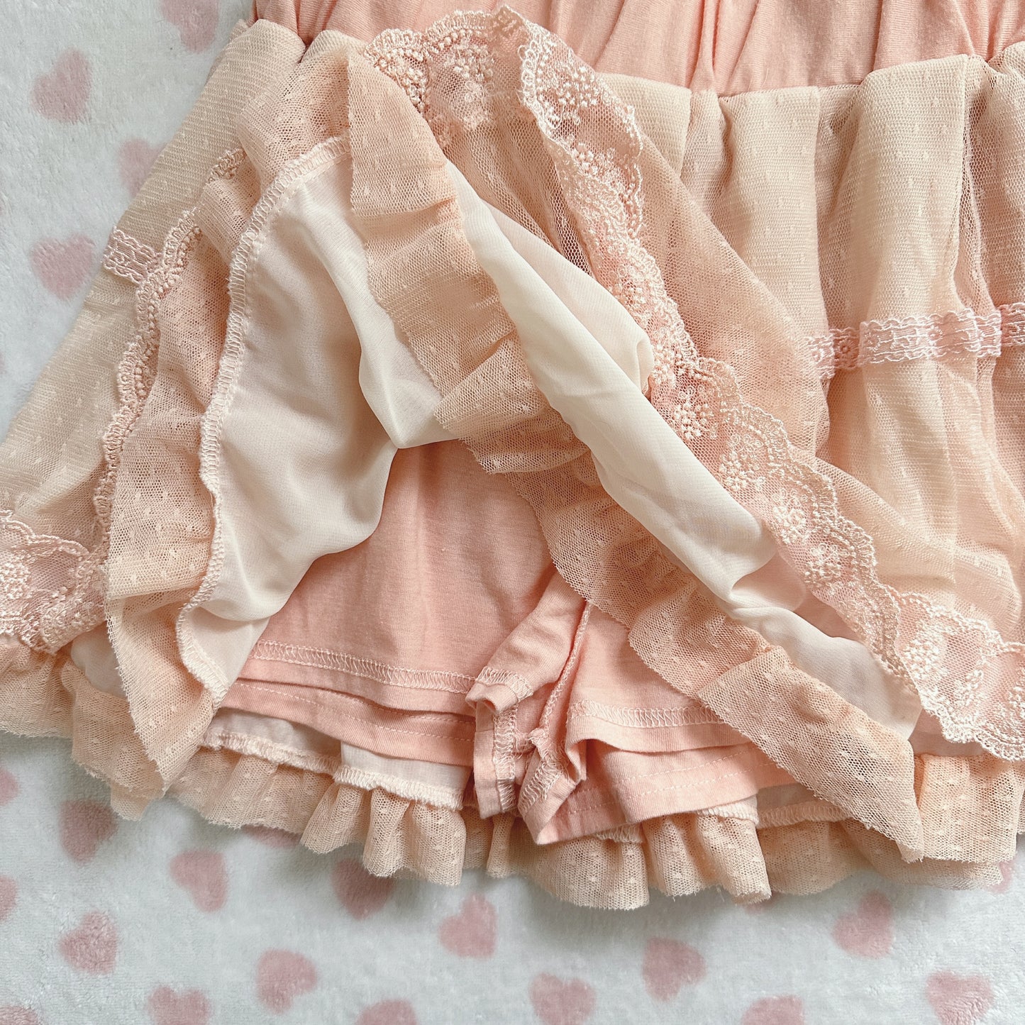 salmon pink tulle lace ruffle skirt 🍓⋆ ˚。⋆୨୧˚