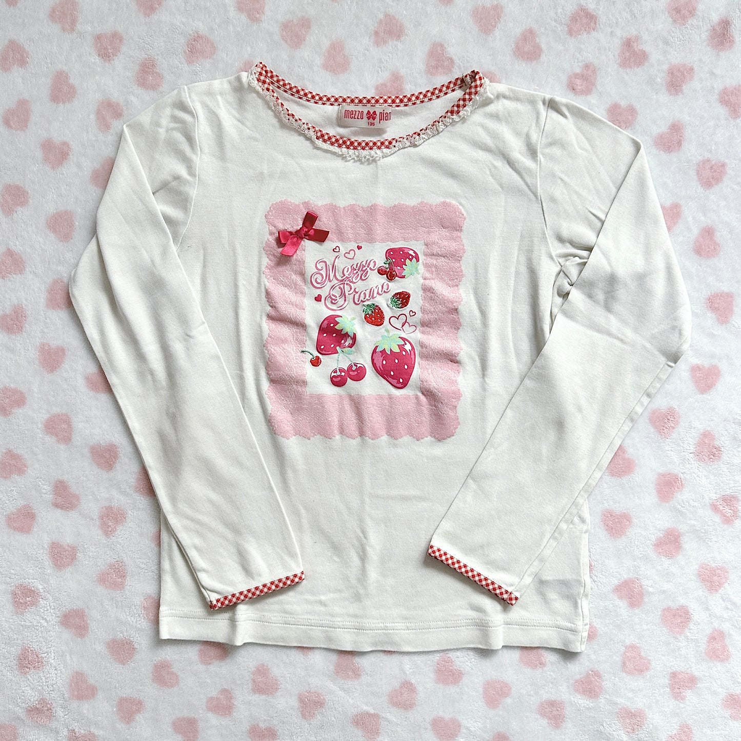mezzo piano cream strawberry print longsleeve 🍓⋆ ˚。⋆୨୧˚