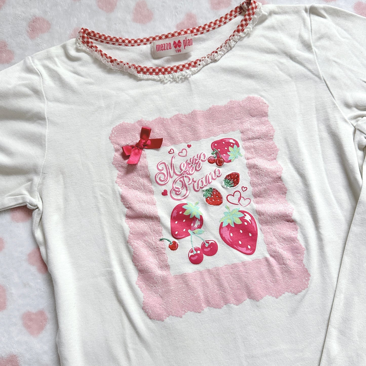 mezzo piano cream strawberry print longsleeve 🍓⋆ ˚。⋆୨୧˚