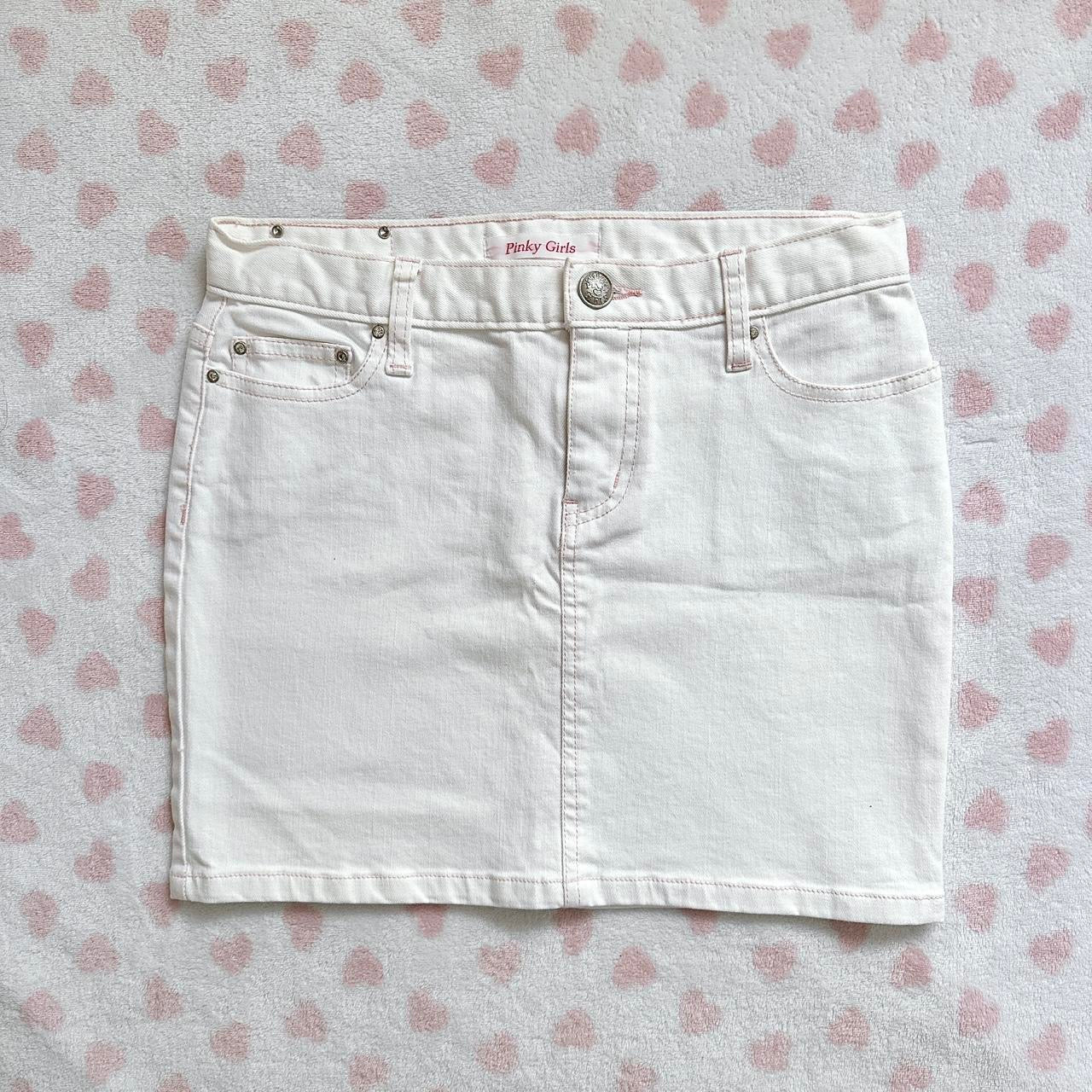 pink & white denim ribbon skirt 🎀⋆ ˚。⋆୨୧˚