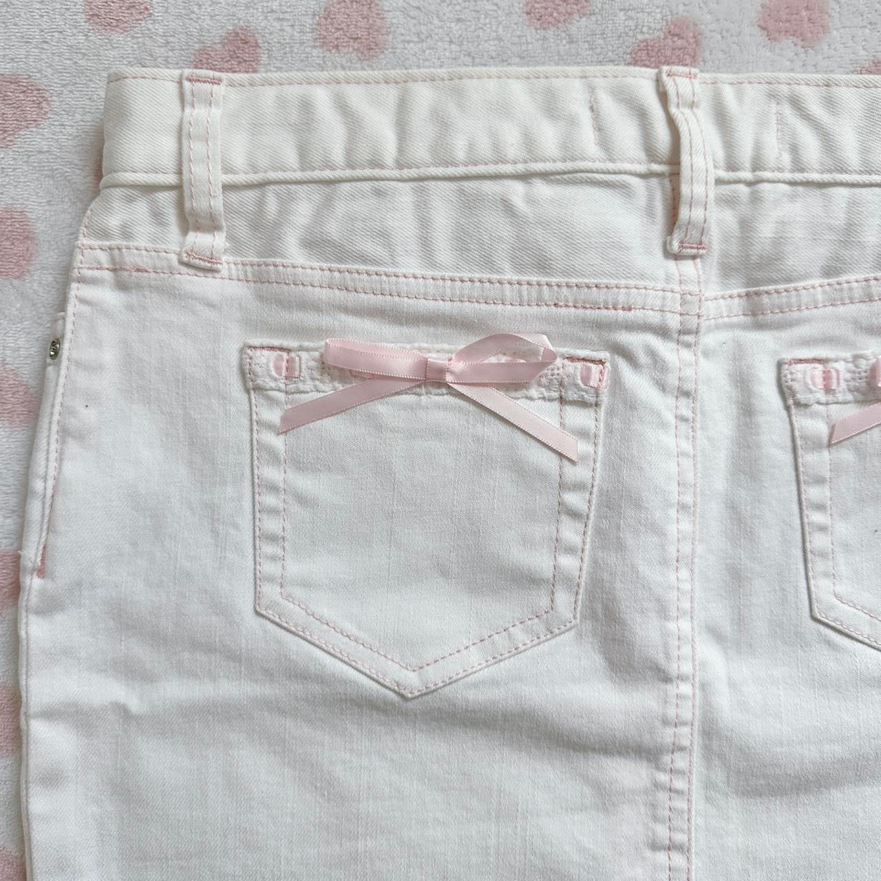 pink & white denim ribbon skirt 🎀⋆ ˚。⋆୨୧˚