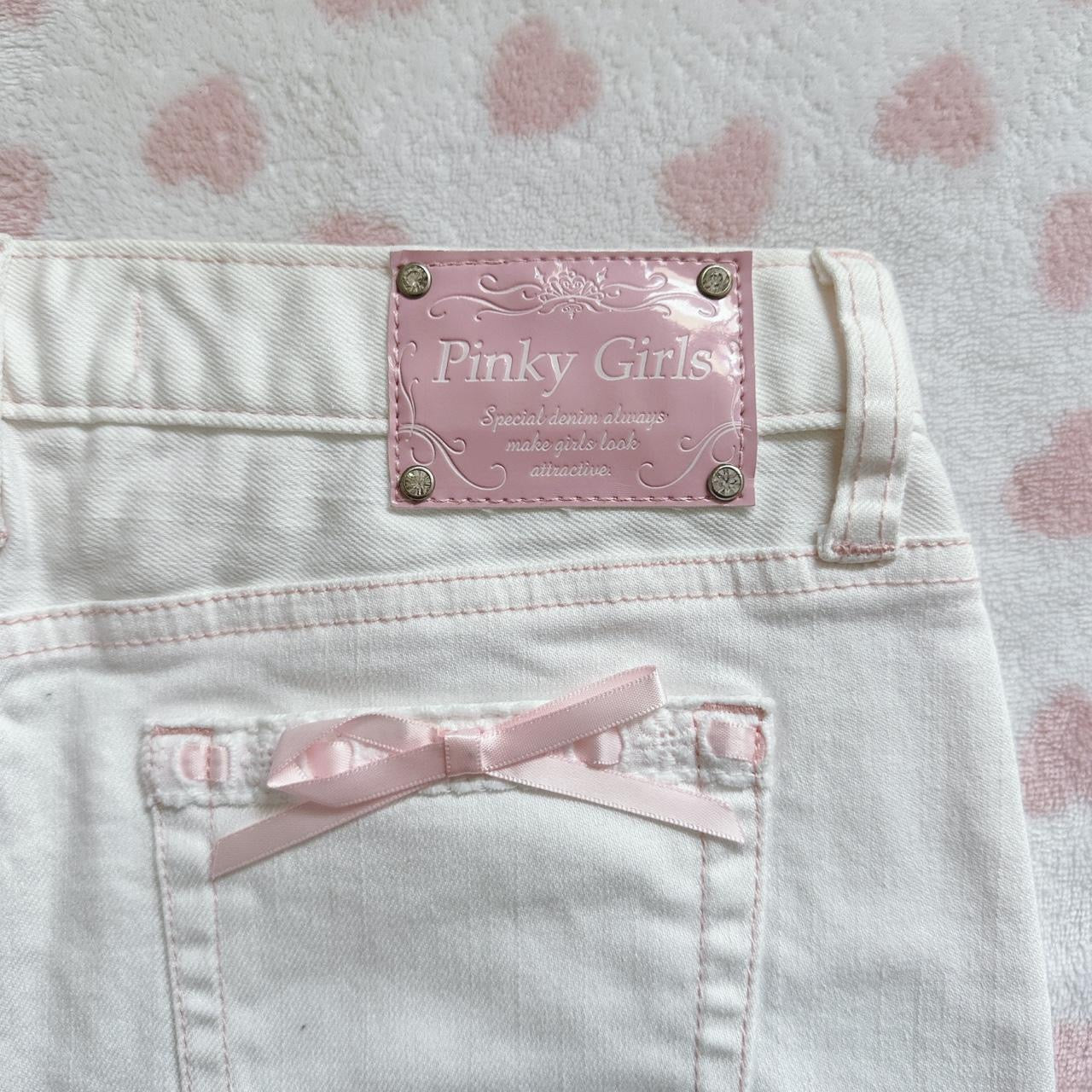 pink & white denim ribbon skirt 🎀⋆ ˚。⋆୨୧˚