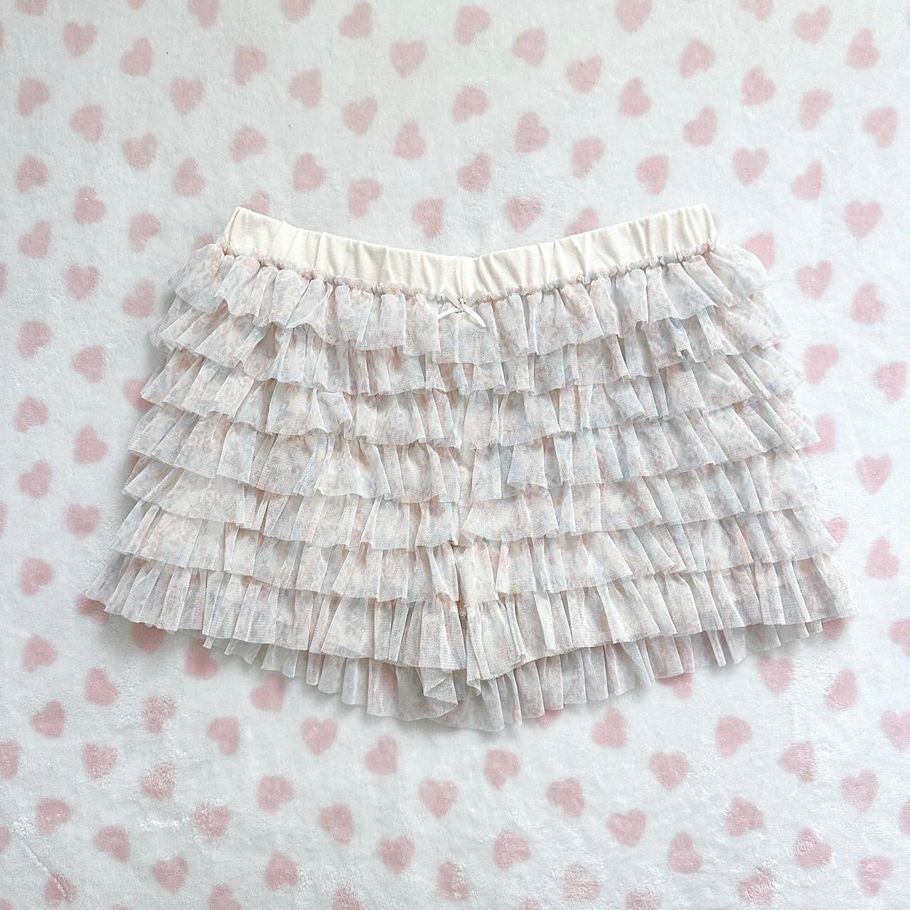 light pink & blue floral ruffle layered bloomers ⋆ ˚。⋆୨୧˚