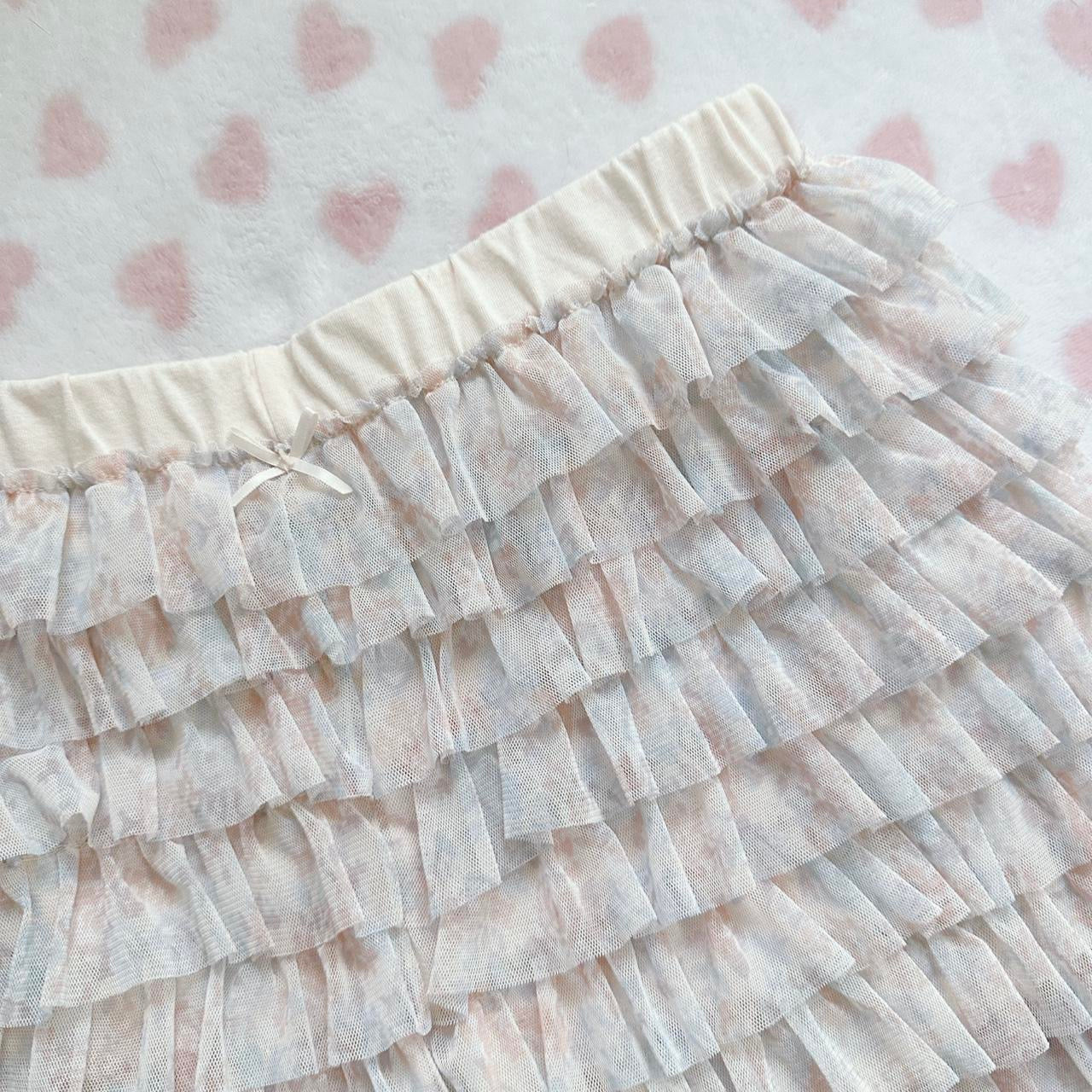 light pink & blue floral ruffle layered bloomers ⋆ ˚。⋆୨୧˚