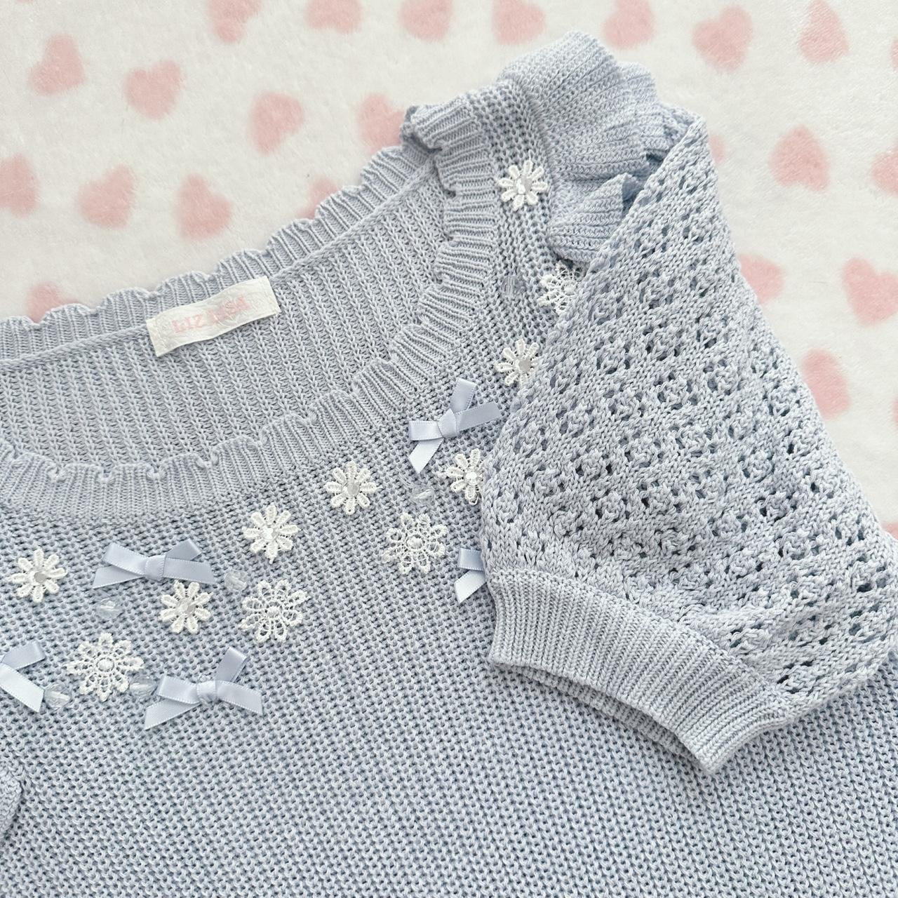 liz lisa blue knitted ruffle top ⋆ ˚。⋆୨୧˚