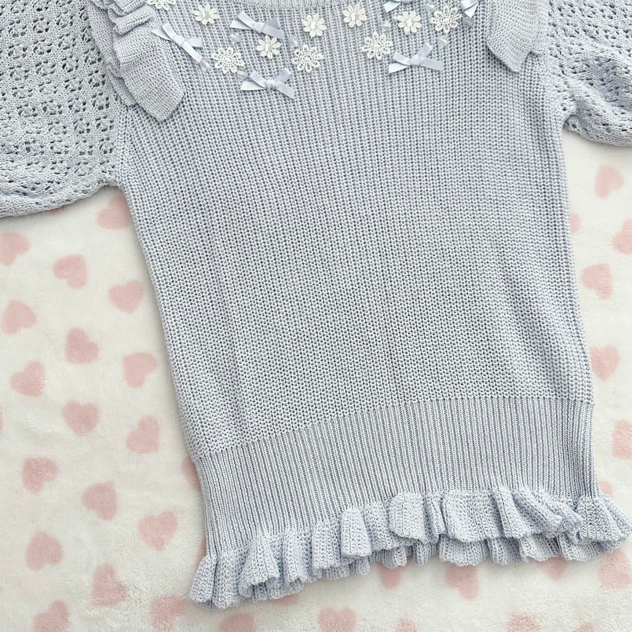 liz lisa blue knitted ruffle top ⋆ ˚。⋆୨୧˚