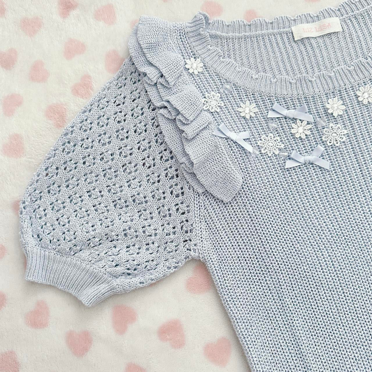 liz lisa blue knitted ruffle top ⋆ ˚。⋆୨୧˚
