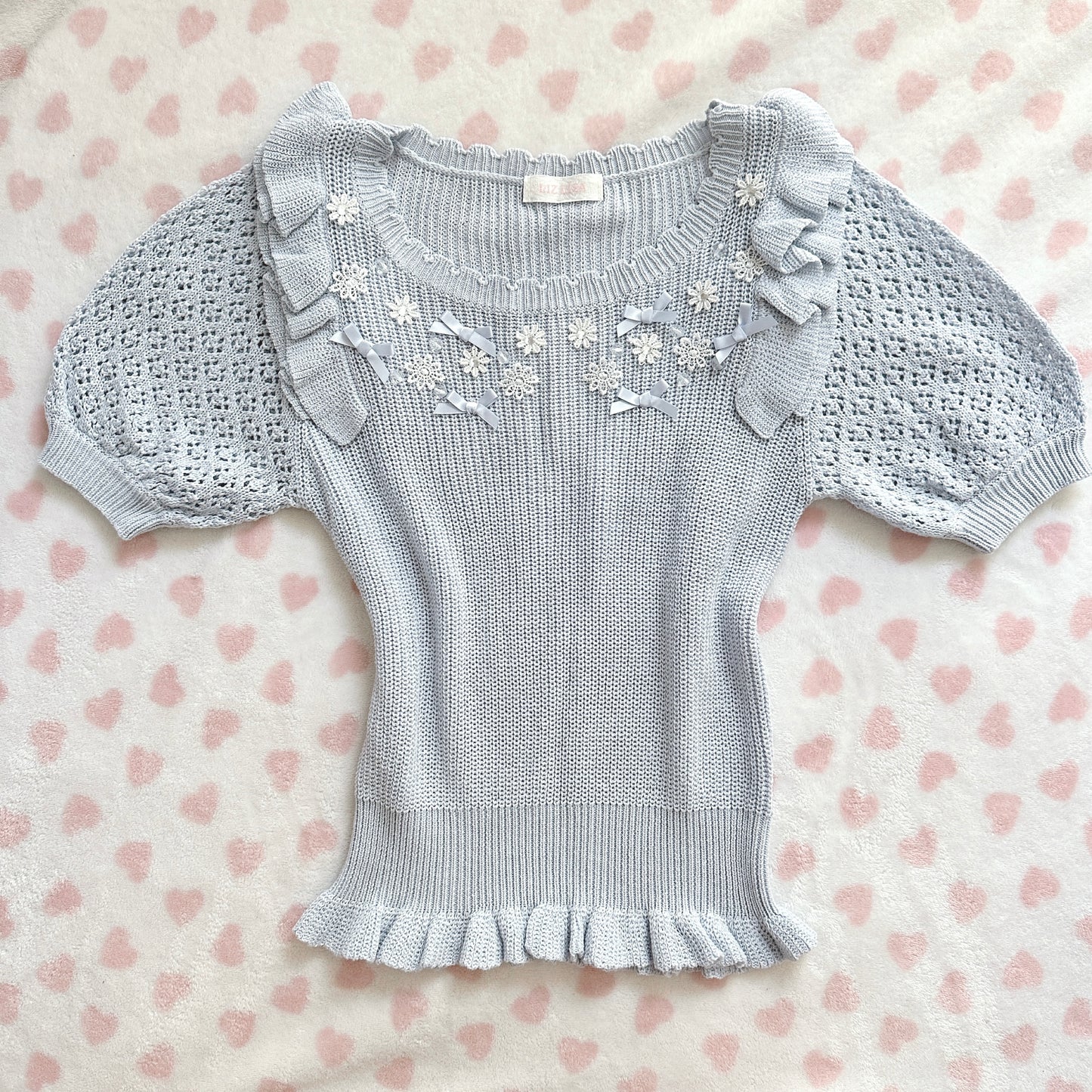 liz lisa blue knitted ruffle top ⋆ ˚。⋆୨୧˚