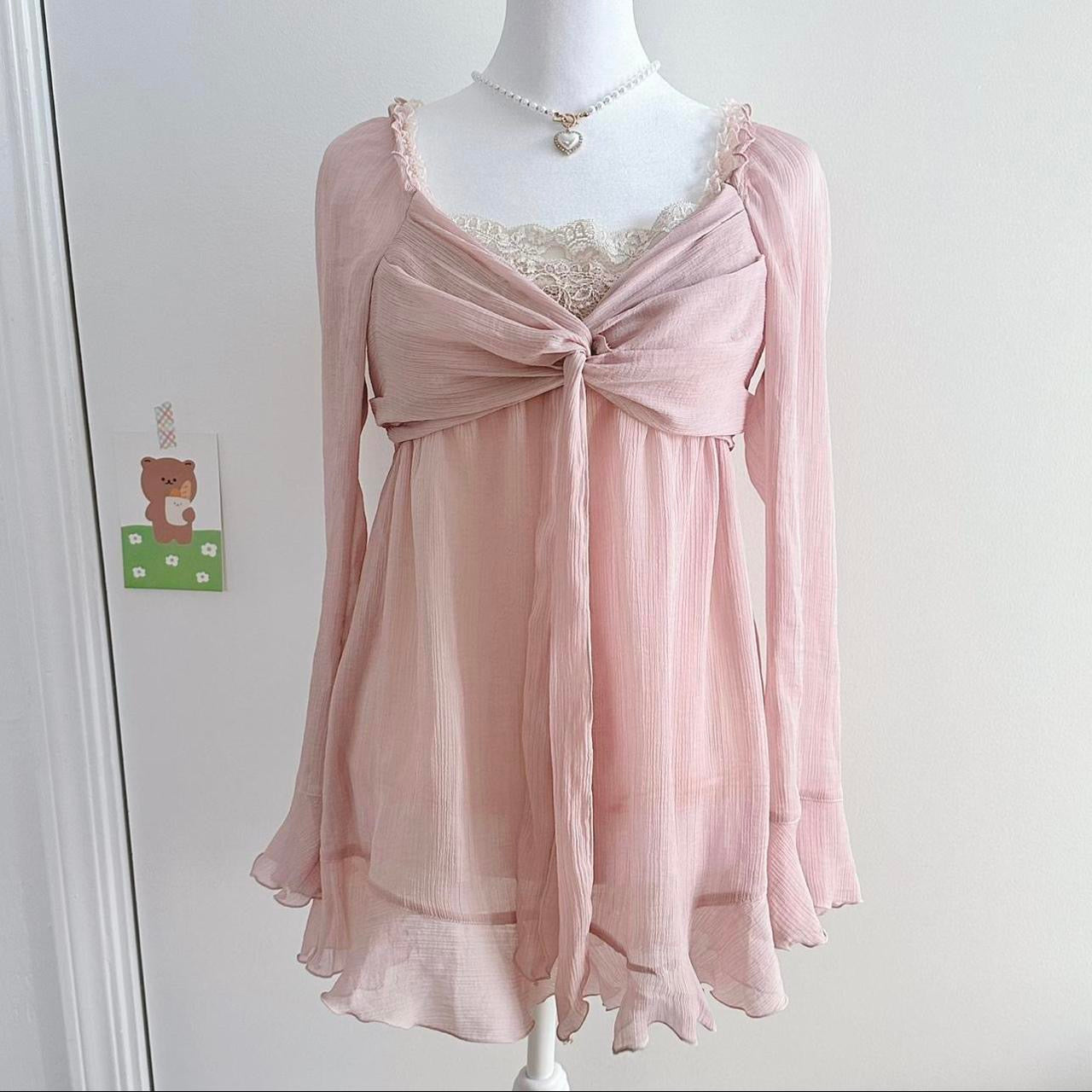 l'est rose pink sheer blouse/mini dress ♡