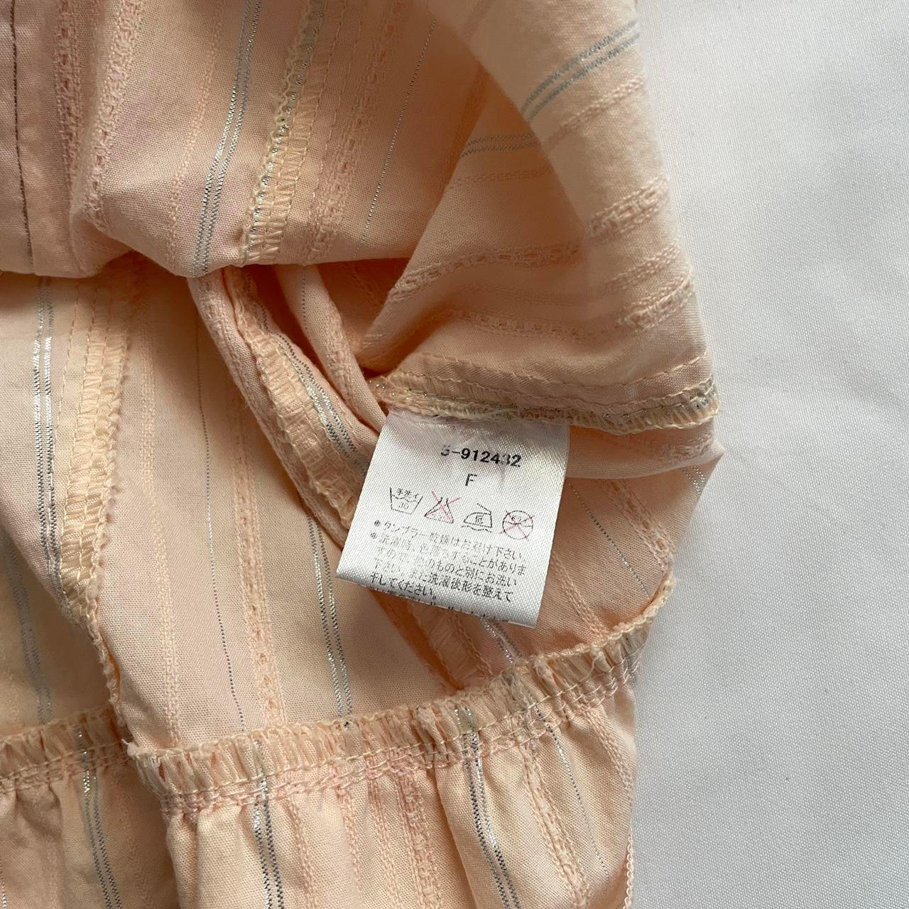 ⋆ ˚｡⋆୨୧˚baby salmon pink ruffle corset milkmaid top w puffy sleeves from japan˚୨୧⋆｡˚ ⋆