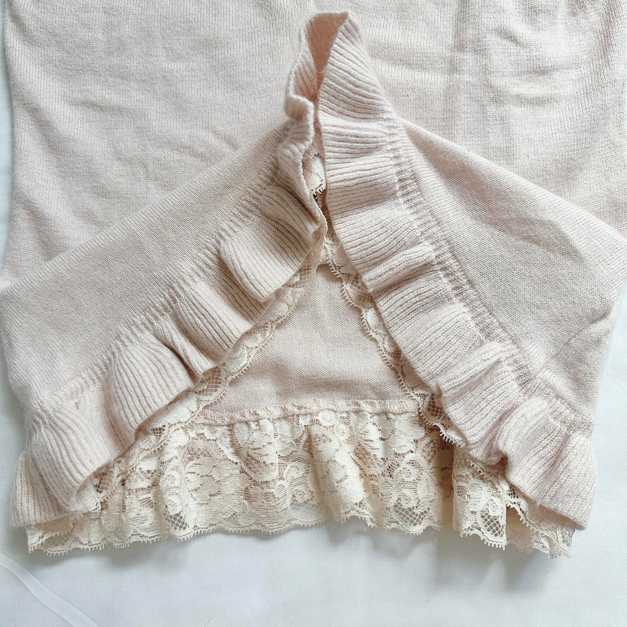 light dusty pink frilly lace knit tank ♡