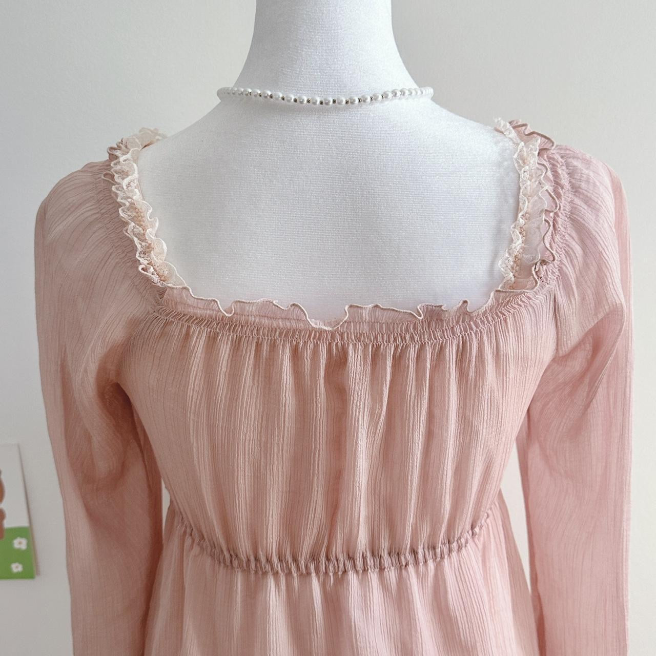 l'est rose pink sheer blouse/mini dress ♡