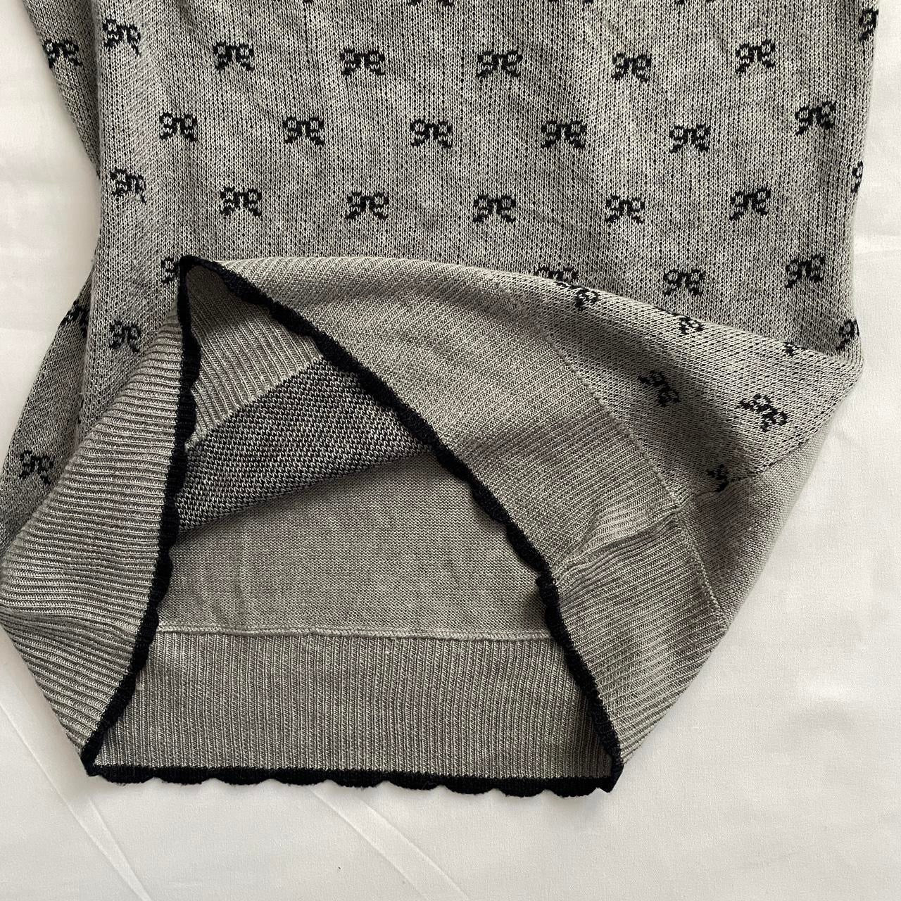 japanese grey black knitted ribbon top ᵔ·͈༝·͈ᵔ