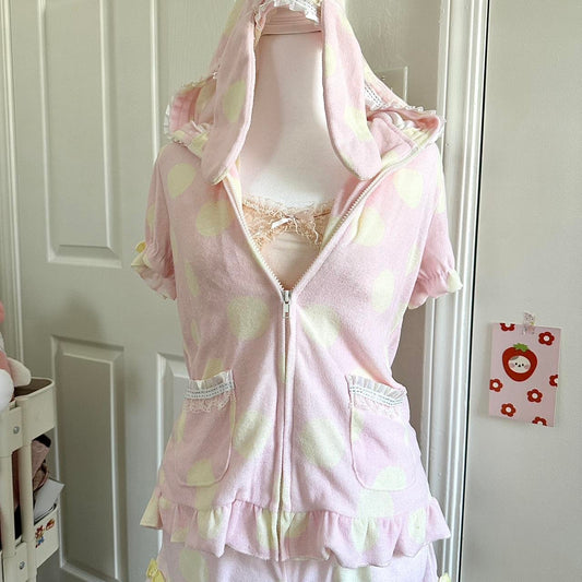 pastel pink & yellow ruffle bunny loungewear set ☆