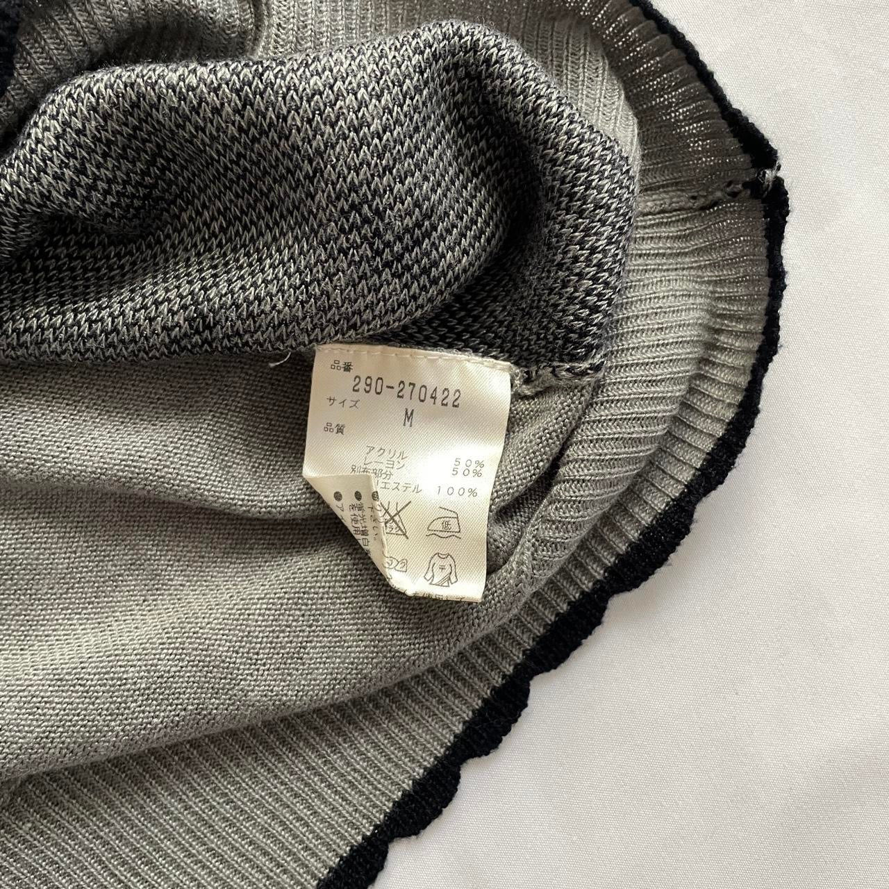 japanese grey black knitted ribbon top ᵔ·͈༝·͈ᵔ