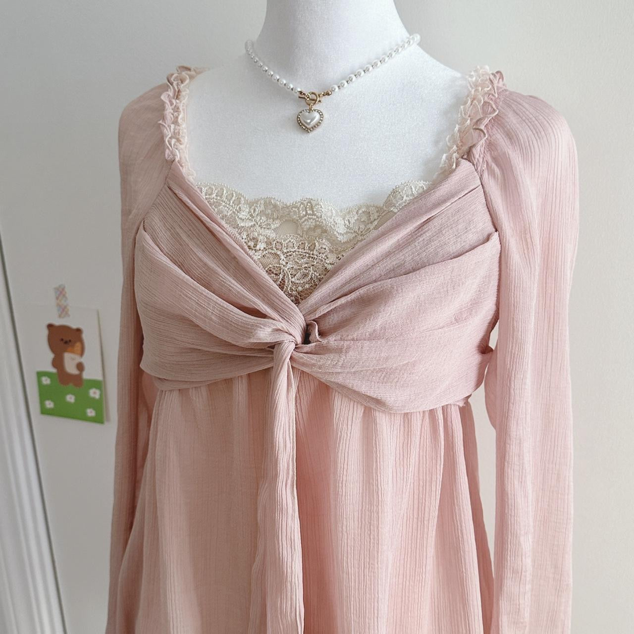 l'est rose pink sheer blouse/mini dress ♡