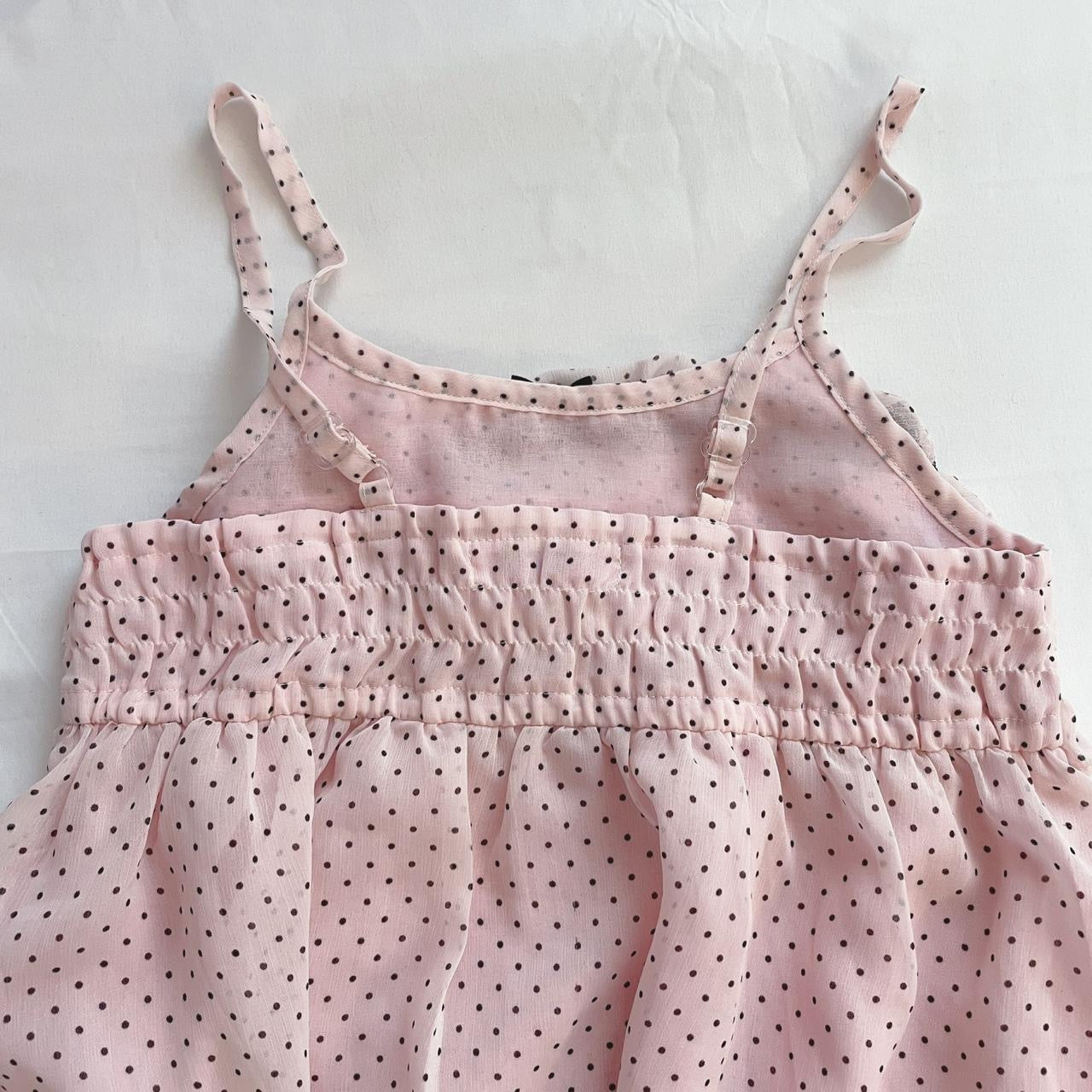 mezzo piano pink & black polkadot lace cami ᵔ·͈༝·͈ᵔ