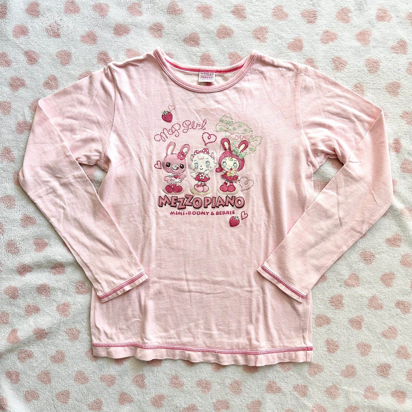 pink mezzo piano strawberry friends graphic longsleeve ☆🍓