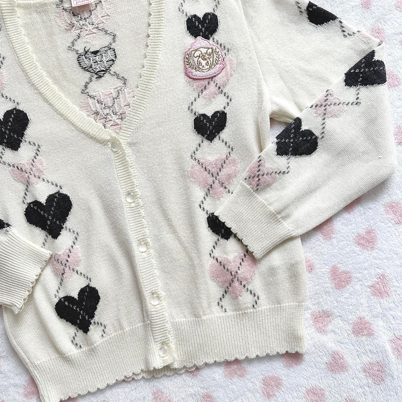 mezzo piano cream heart argyle cardigan ⋆ ˚｡⋆୨୧˚