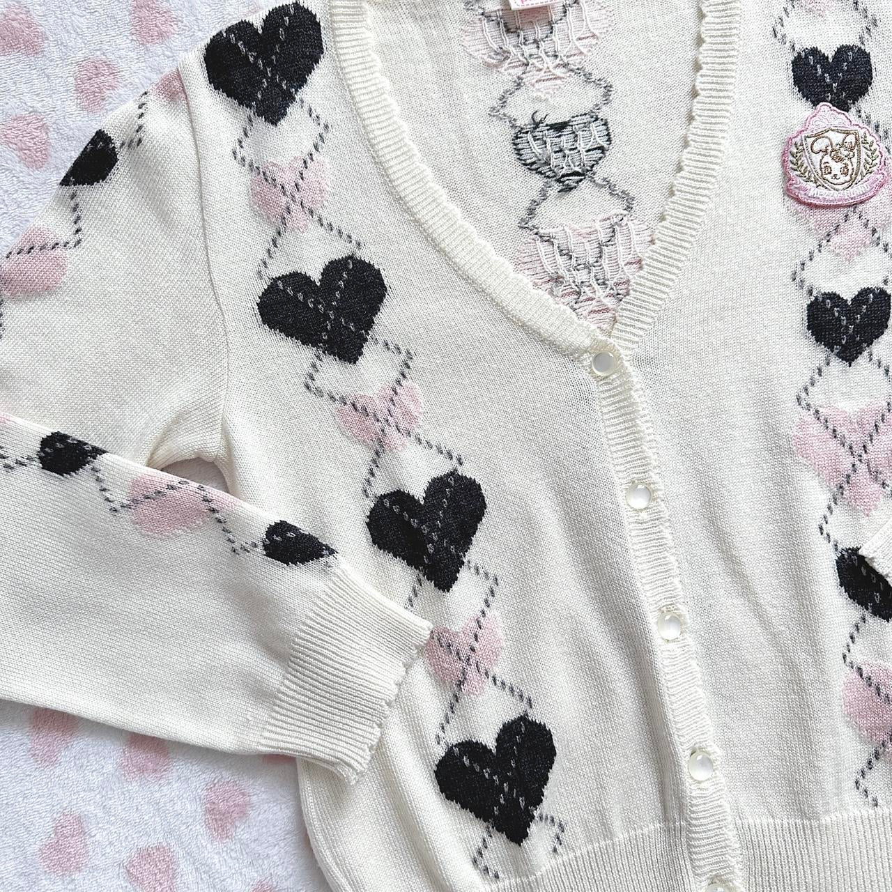 mezzo piano cream heart argyle cardigan ⋆ ˚｡⋆୨୧˚