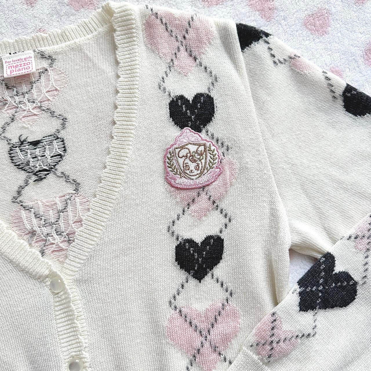 mezzo piano cream heart argyle cardigan ⋆ ˚｡⋆୨୧˚