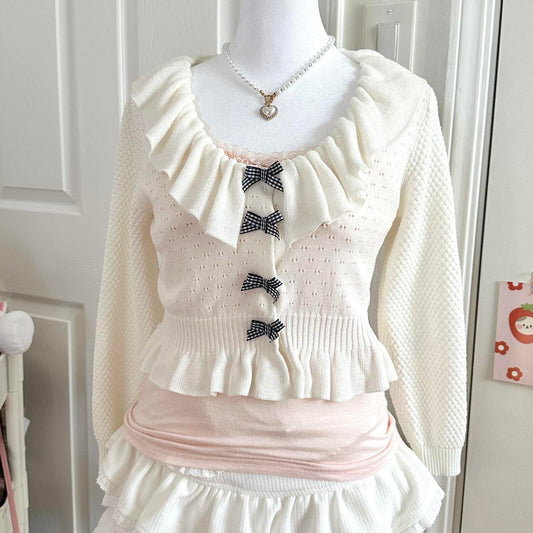 liz lisa eyelet ruffle cropped cardigan ₍🎀˄·͈༝·͈˄₎ฅ˒˒