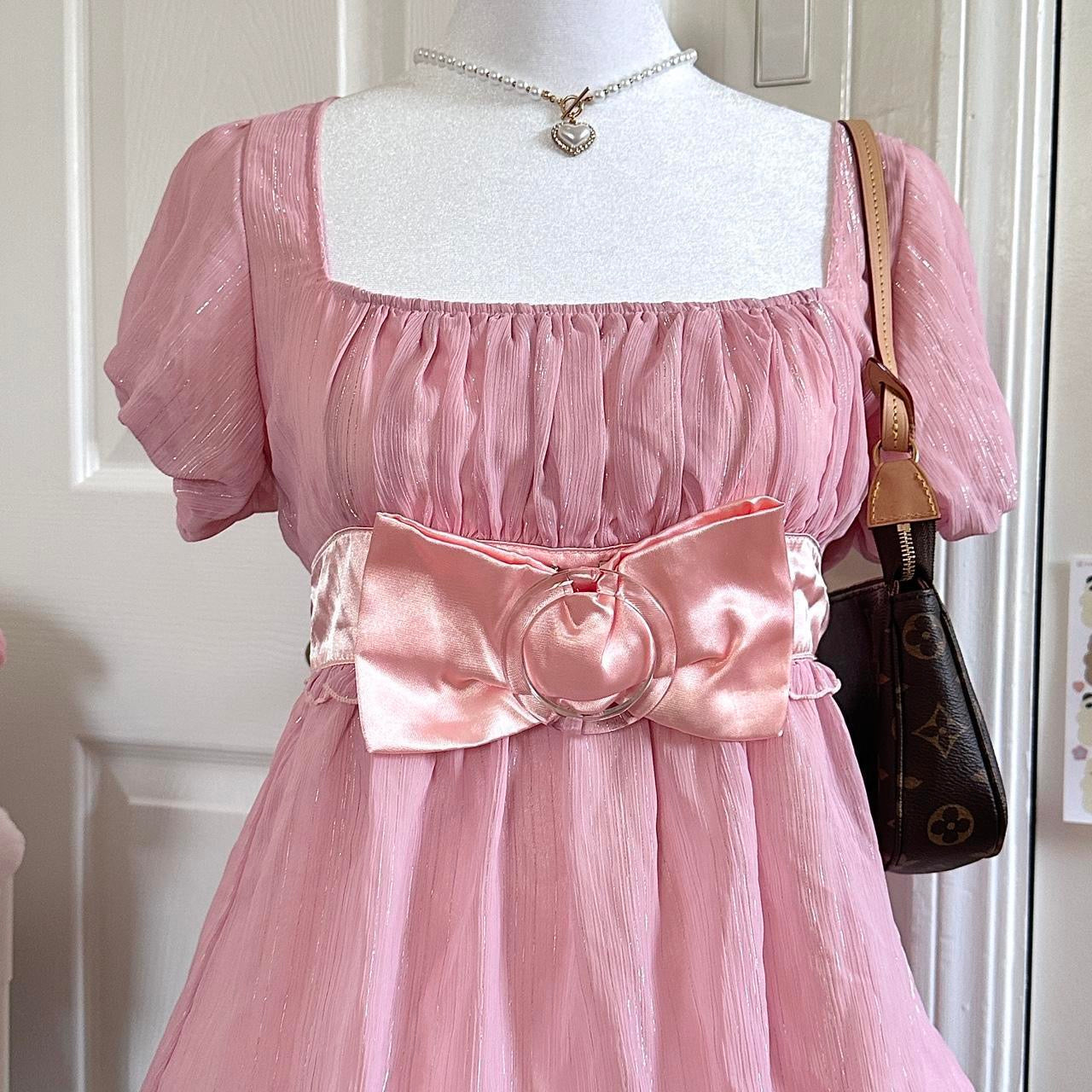 liz lisa pink iridescent babydoll ribbon blouse top ♡