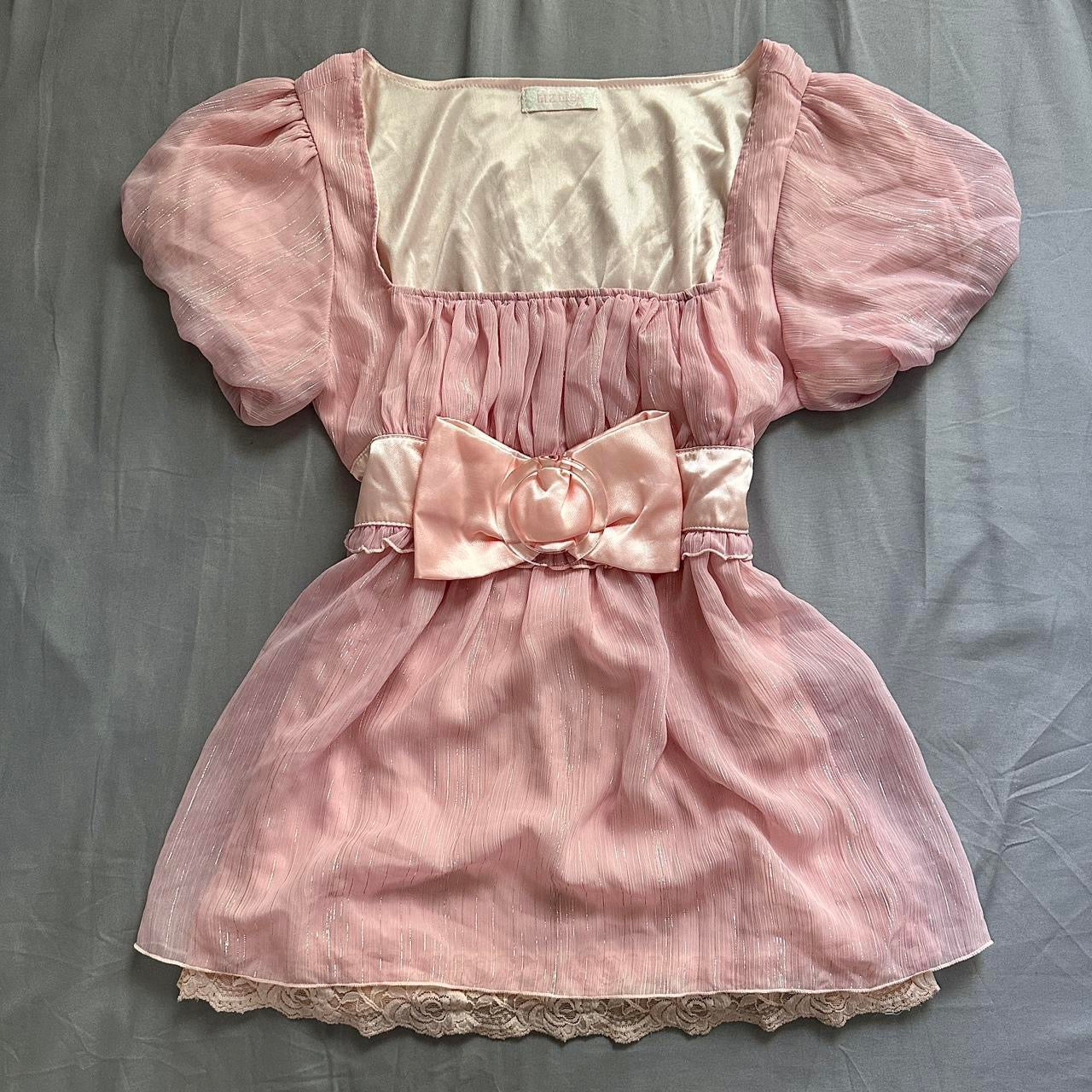 liz lisa pink iridescent babydoll ribbon blouse top ♡