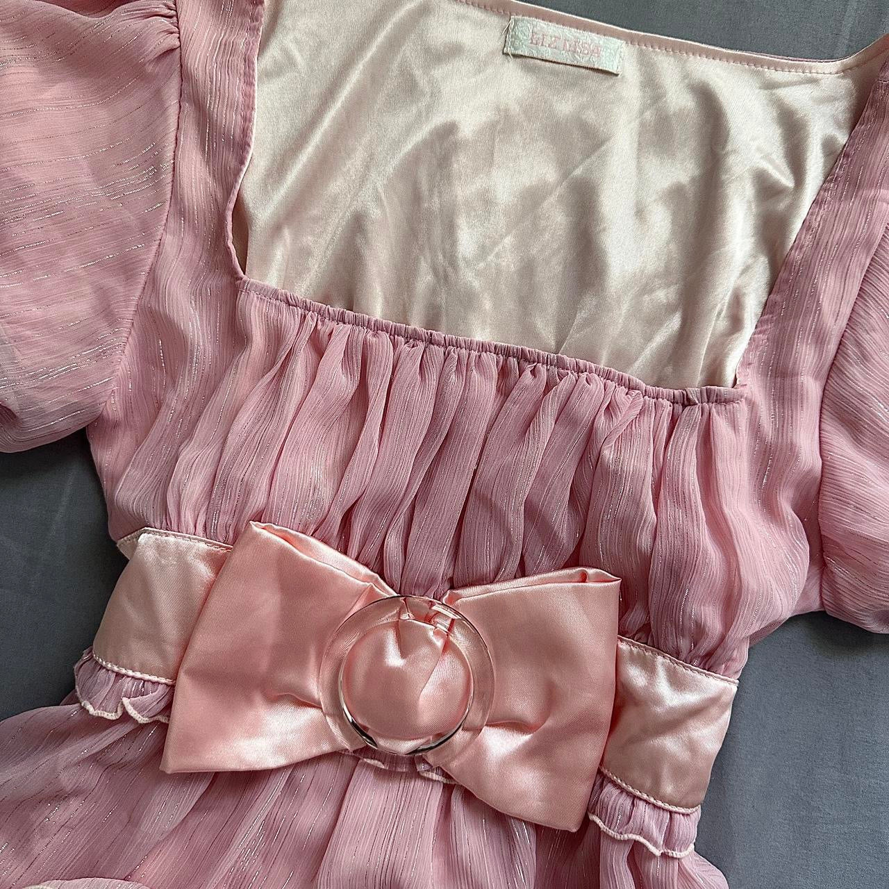 liz lisa pink iridescent babydoll ribbon blouse top ♡