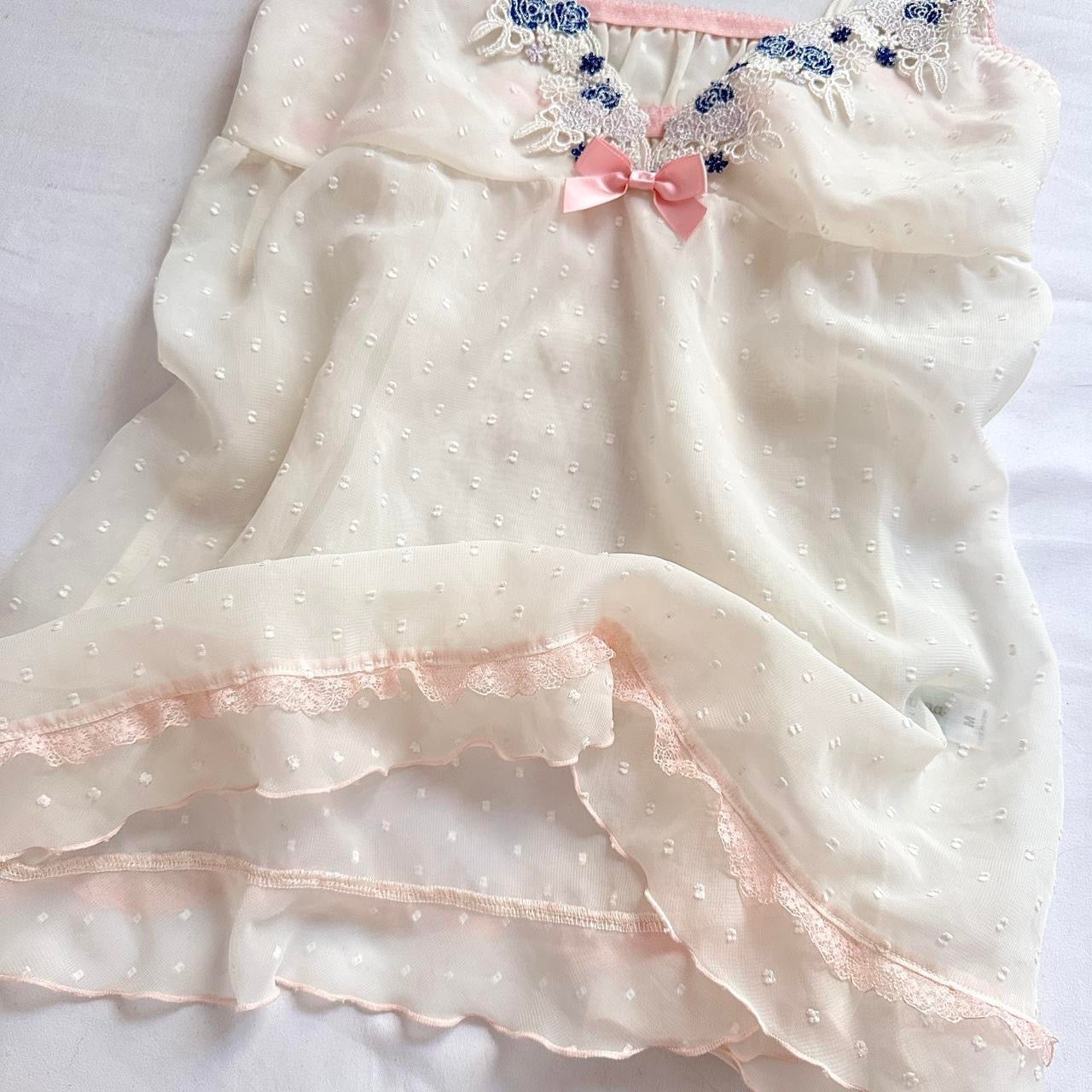 japanese pink & white ribbon lace camisole ♡