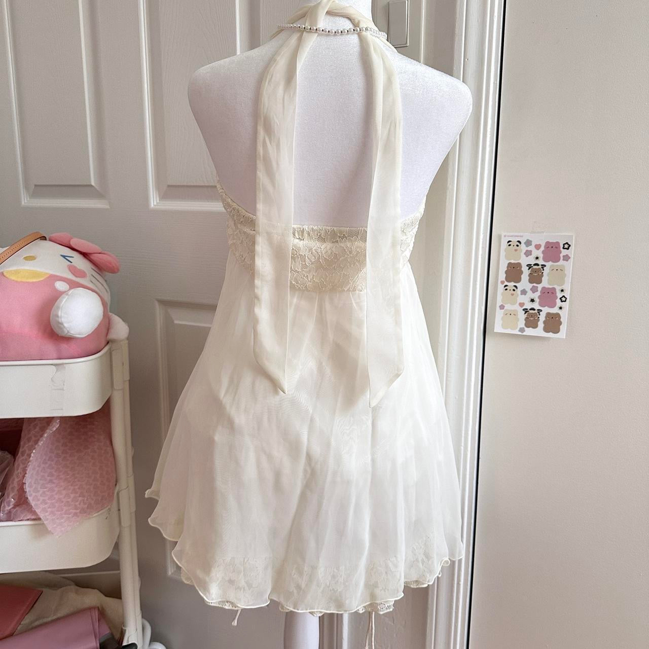 japanese cream lace halter babydoll tube top/mini dress ♡