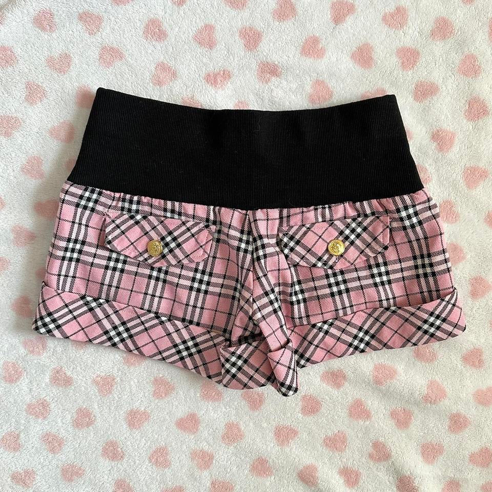 pink & black tralala plaid shorts