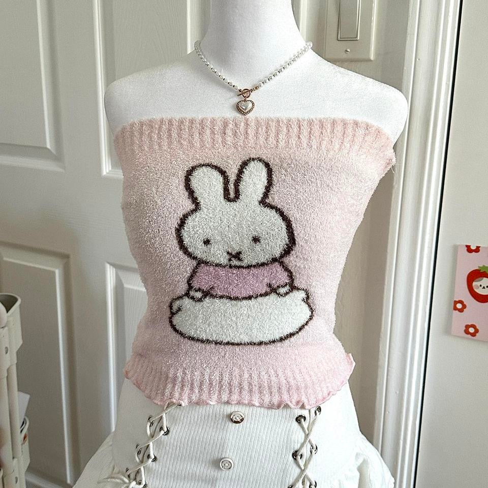 pink miffy fluffy tube top