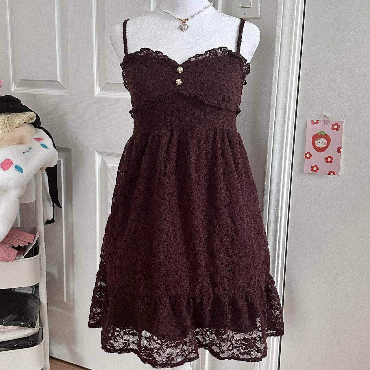 liz lisa brown lace babydoll dress ☆