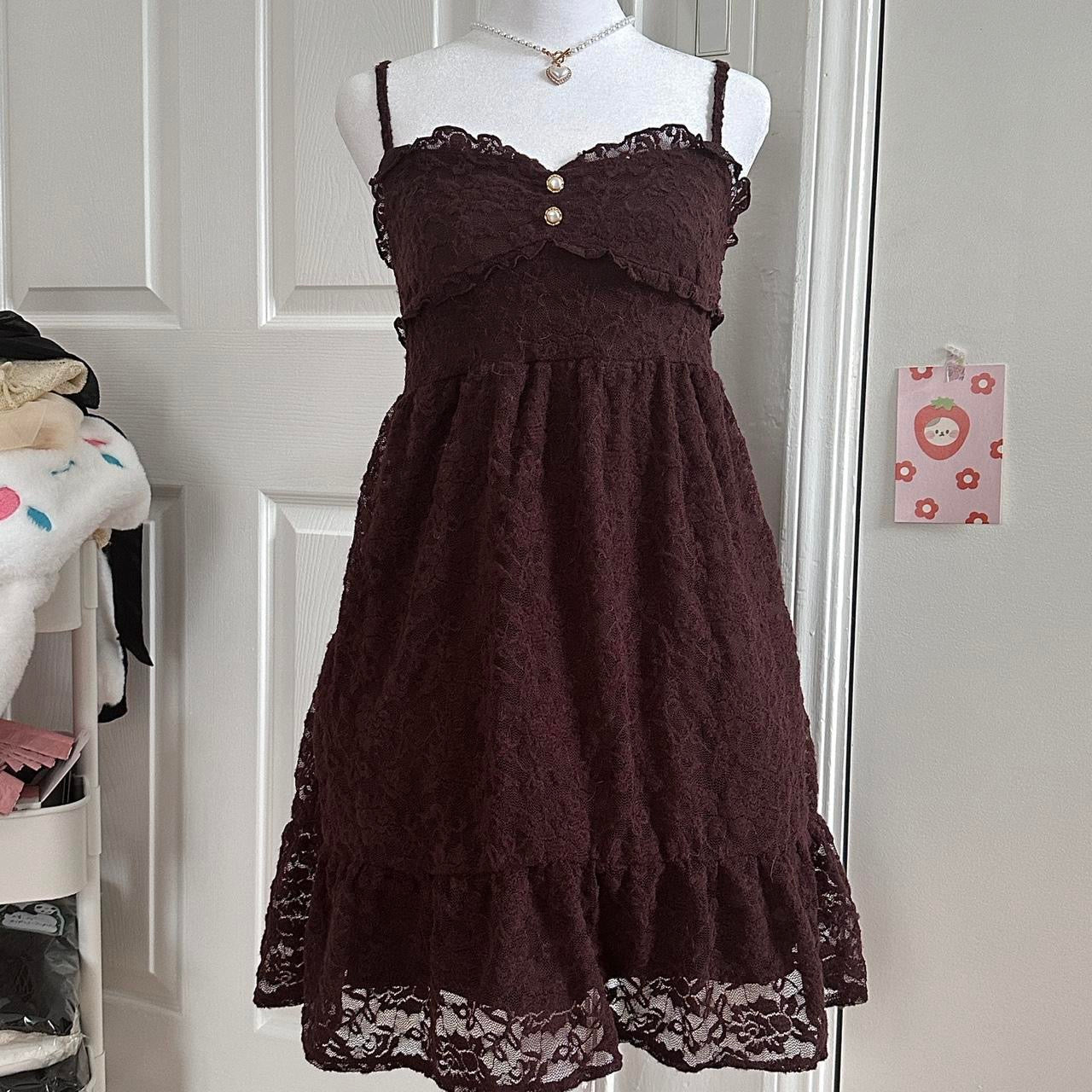 liz lisa brown lace babydoll dress ☆