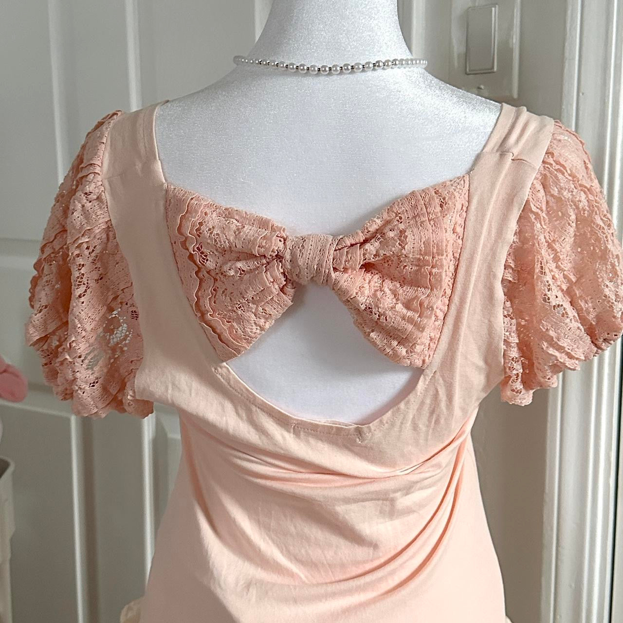 liz lisa pink deadstock lace ribbon milkmaid top ☆