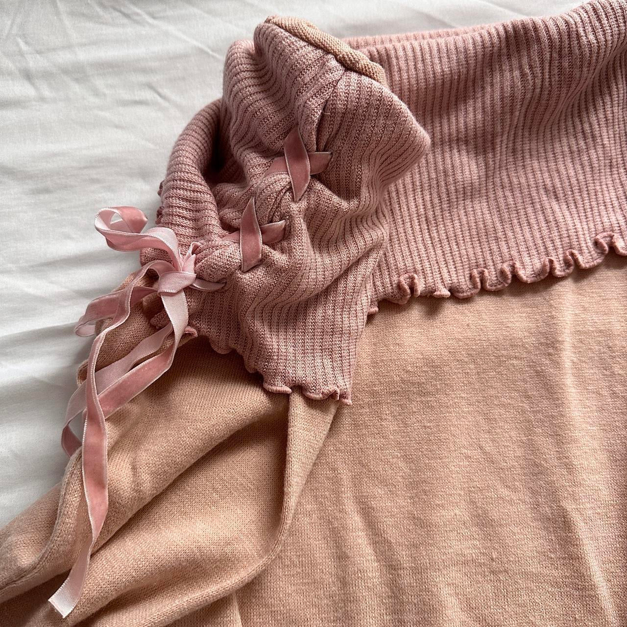 japanese pink ribbon off shoulder long sleeve ☆