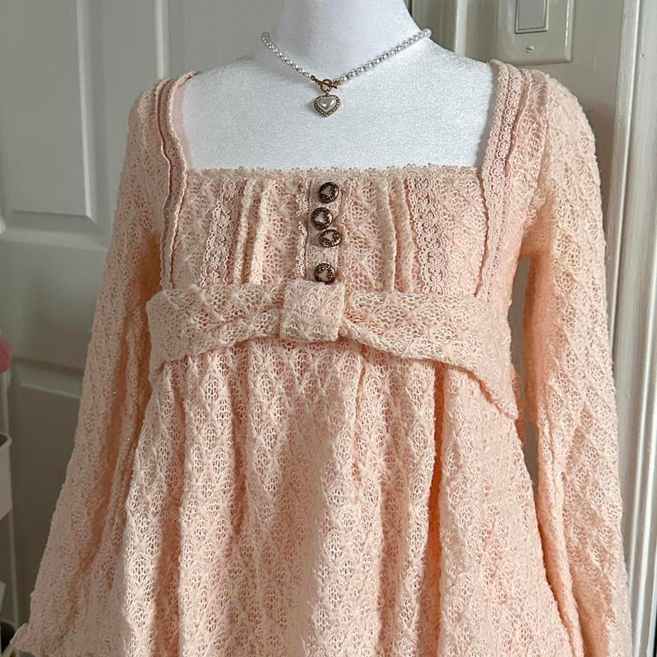 liz lisa deadstock pink knitted babydoll longsleeve ☆