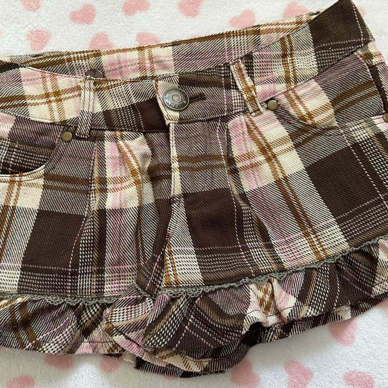 liz lisa pink & brown gingham ruffle corduroy shorts ☆