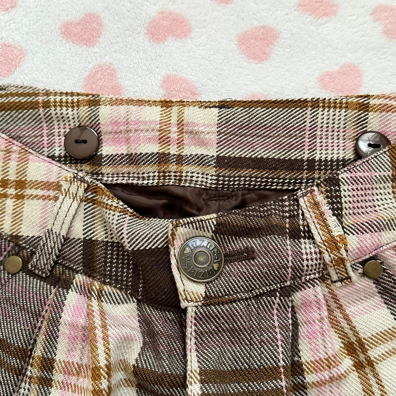 liz lisa pink & brown gingham ruffle corduroy shorts ☆