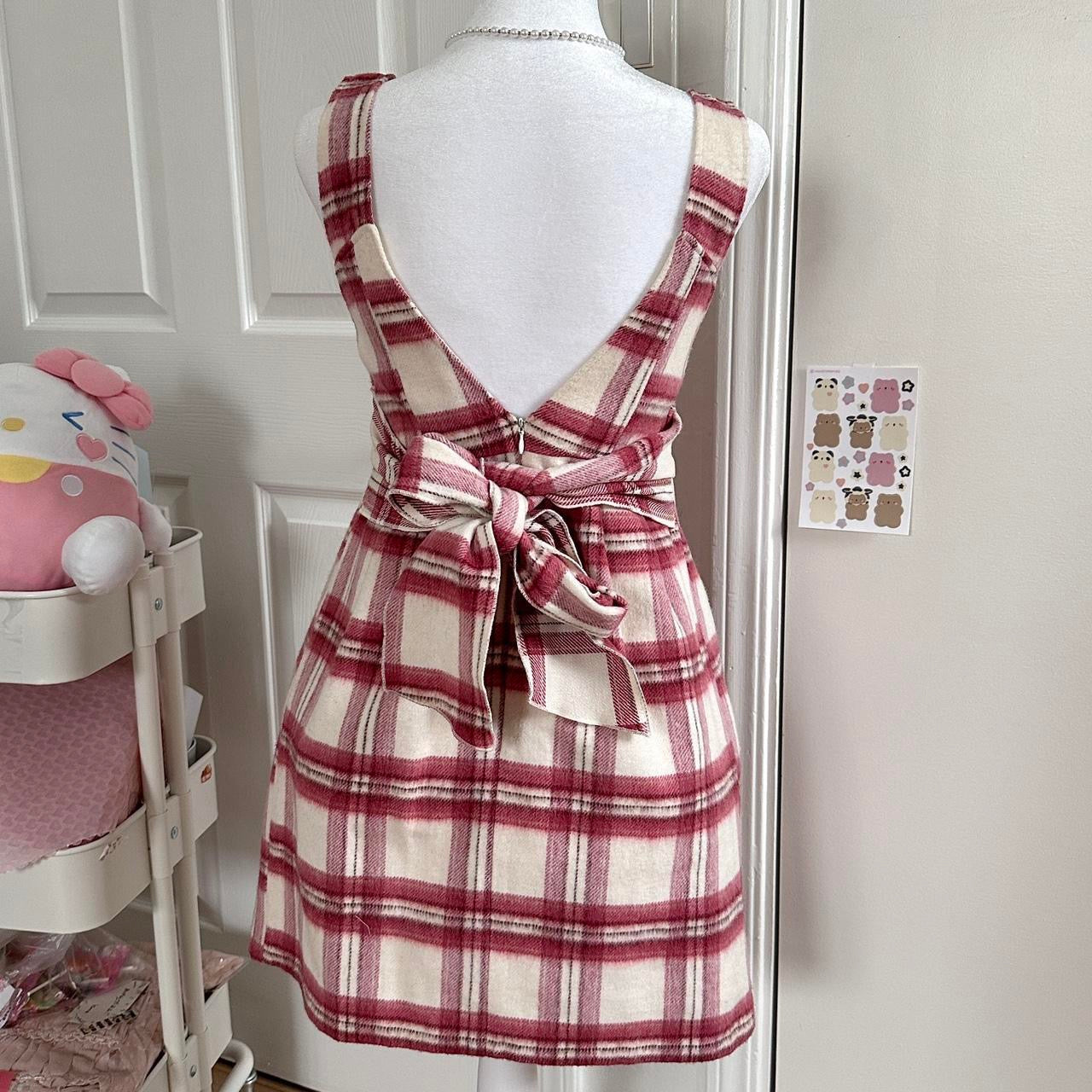 liz lisa angora wool red gingham sleeveless dress ☆