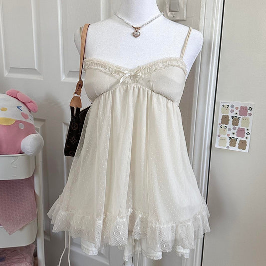 gelato pique babydoll white lace camisole ☆