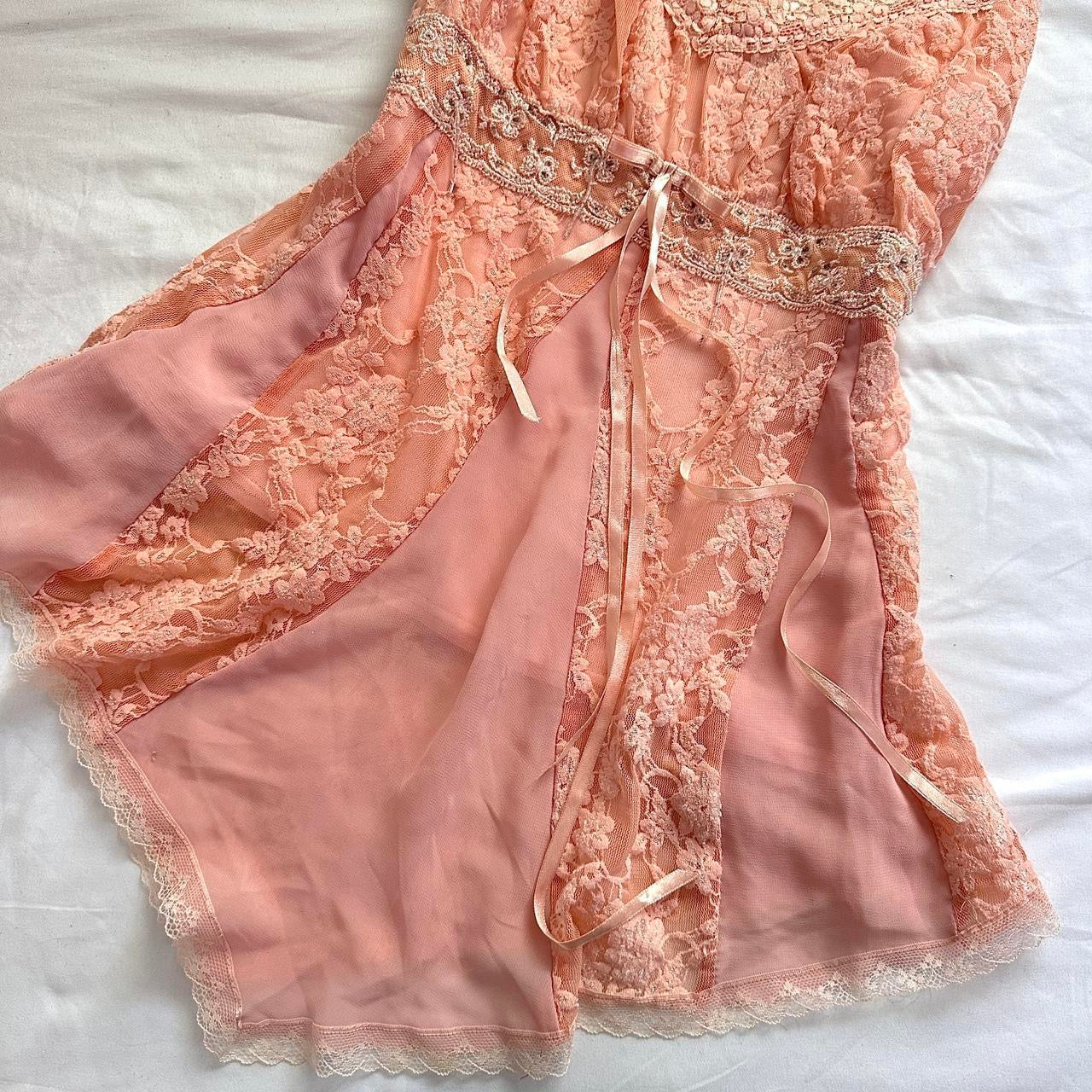 japanese salmon pink floral lace camisole ☆