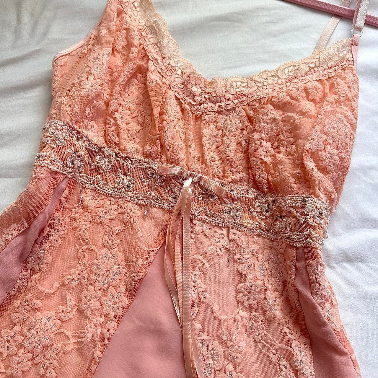 japanese salmon pink floral lace camisole ☆