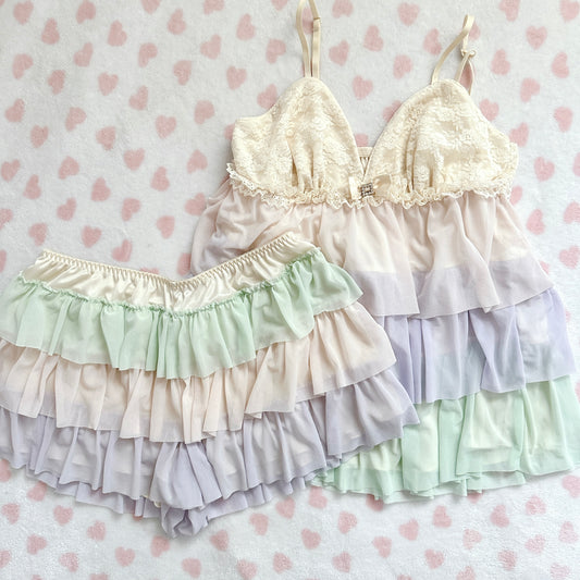 ombre lace camisole & shorts set ⋆ ˚｡⋆୨୧˚